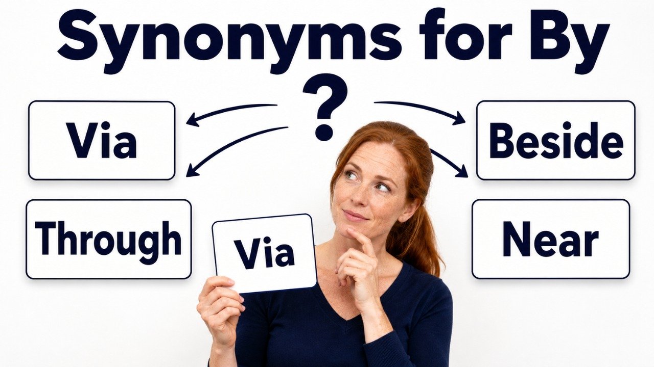 synonyms for by