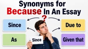 synonyms for because in an essay