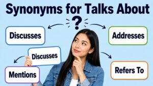 synonyms for talks about