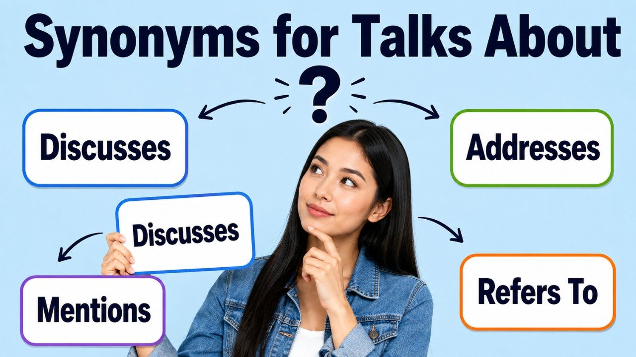 synonyms for talks about